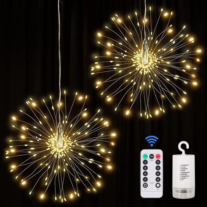 LED Waterproof Firework Lights with Remote Control, 8 Modes for Holiday Party Decoration