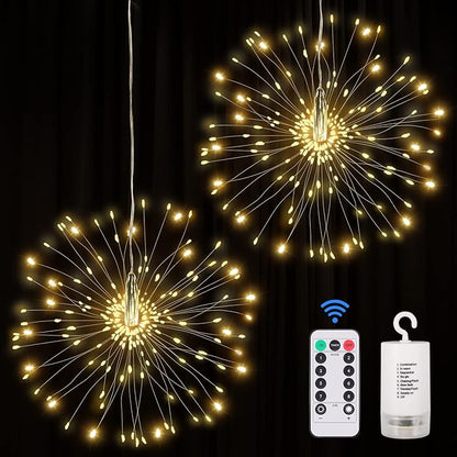 LED Waterproof Firework Lights with Remote Control, 8 Modes for Holiday Party Decoration