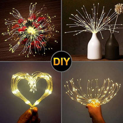 LED Waterproof Firework Lights with Remote Control, 8 Modes for Holiday Party Decoration