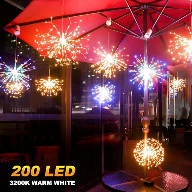 LED Waterproof Firework Lights with Remote Control, 8 Modes for Holiday Party Decoration