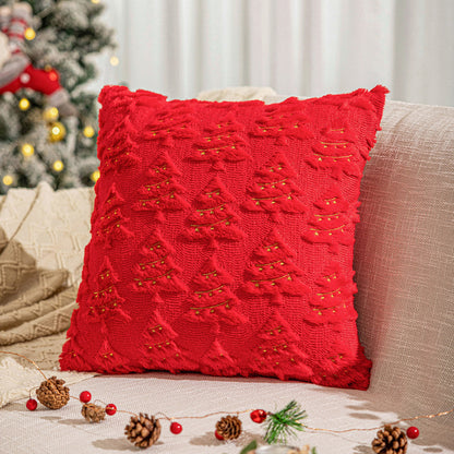 Christmas Tree Embroidered Pillow Cases Set of 2 for Living Room Sofa