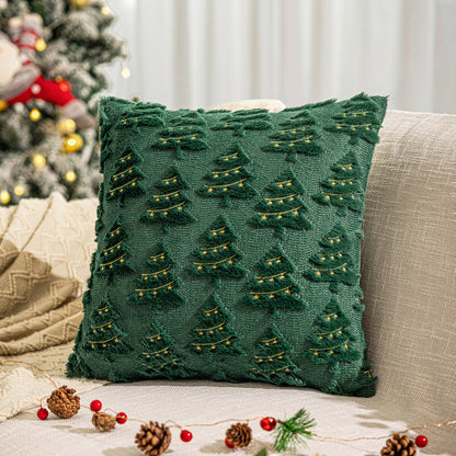 Christmas Tree Embroidered Pillow Cases Set of 2 for Living Room Sofa