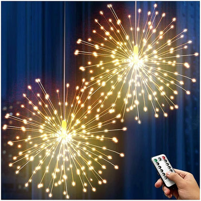 LED Waterproof Firework Lights with Remote Control, 8 Modes for Holiday Party Decoration