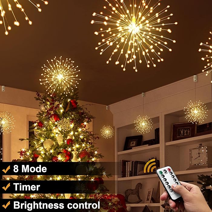 LED Waterproof Firework Lights with Remote Control, 8 Modes for Holiday Party Decoration