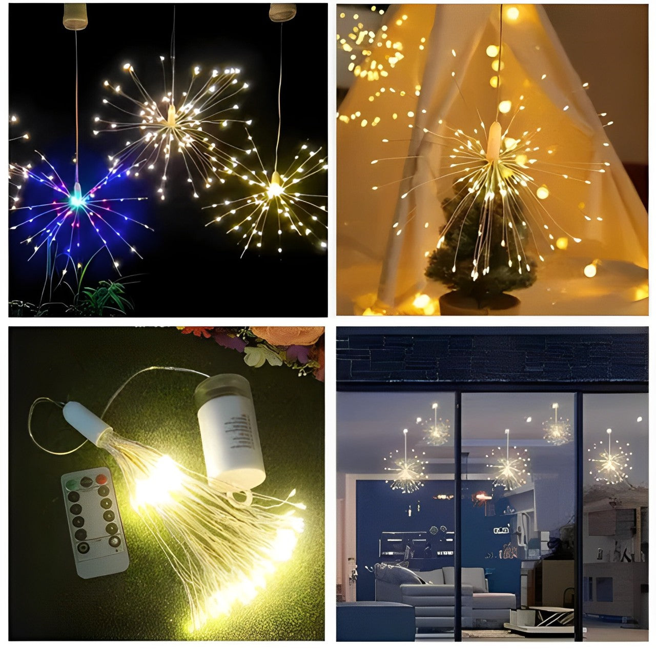 LED Waterproof Firework Lights with Remote Control, 8 Modes for Holiday Party Decoration