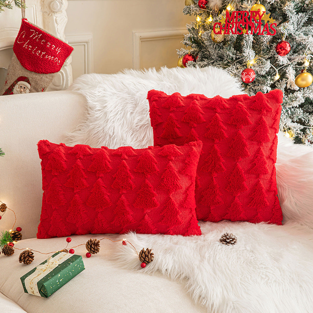 Christmas Tree Embroidered Pillow Cases Set of 2 for Living Room Sofa