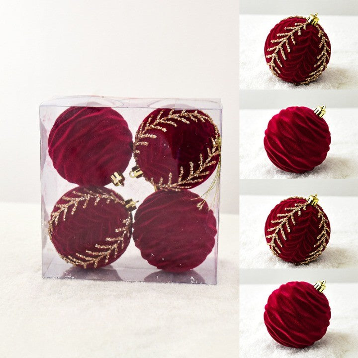 Christmas ball red implanted velvet painting ball Christmas tree jewelry