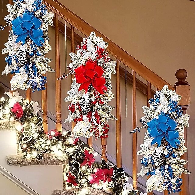 Christmas Decorative Wreath with Light for Staircase, Windows, and Wall Decor