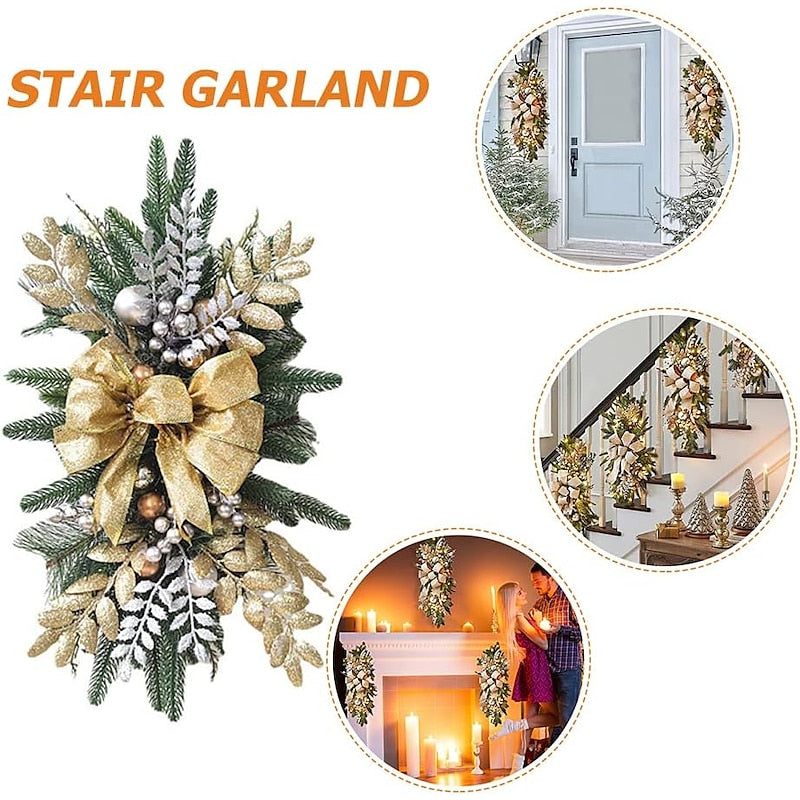 Christmas Decorative Wreath with Light for Staircase, Windows, and Wall Decor