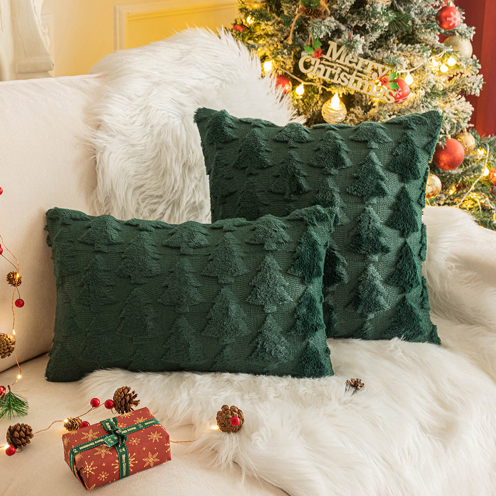 Christmas Tree Embroidered Pillow Cases Set of 2 for Living Room Sofa