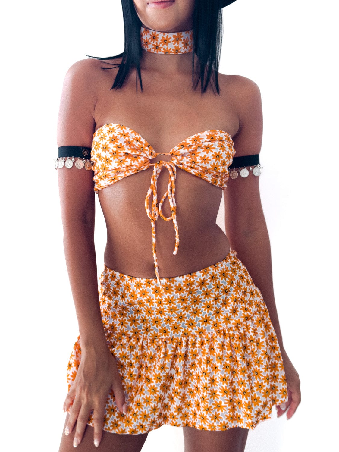 MINI SKIRT - ORANGE FLOWER